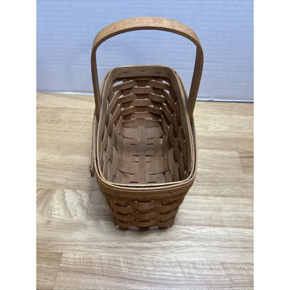 Longaberger 1989 Mother's Day Mini Chore Basket No Liner With Handle Woven